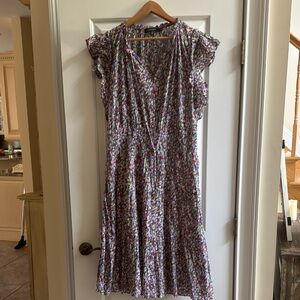 Lauren Ralph Lauren Purple Midi Sundress with Ruffled Details